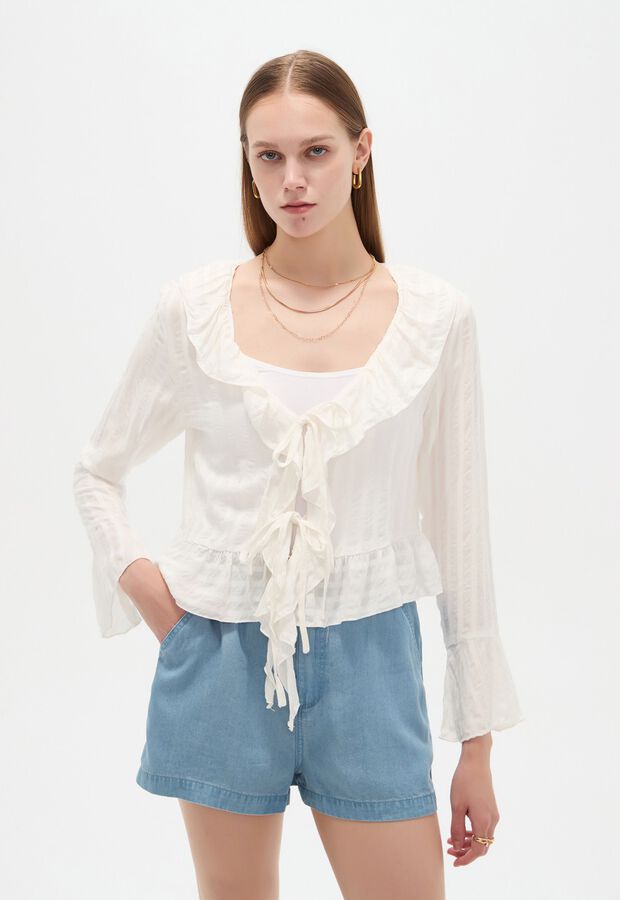 BLUSA VIREX MARFIL  / OFF WHITE image number null