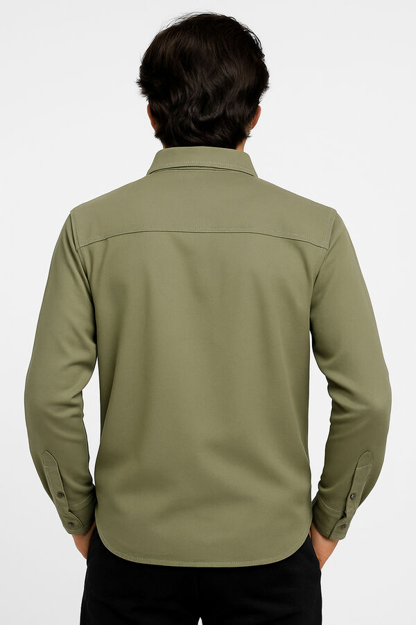 CAMISA DENIN VERDE OLIVA OSCURO image number null