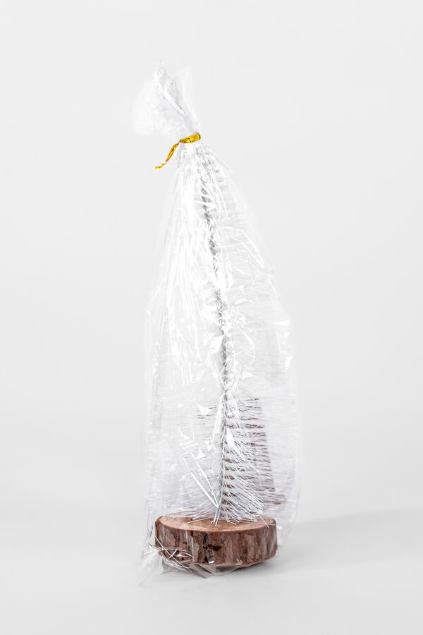 Deco Navidad Pino Nieve con Base de Madera BLANCO image number null