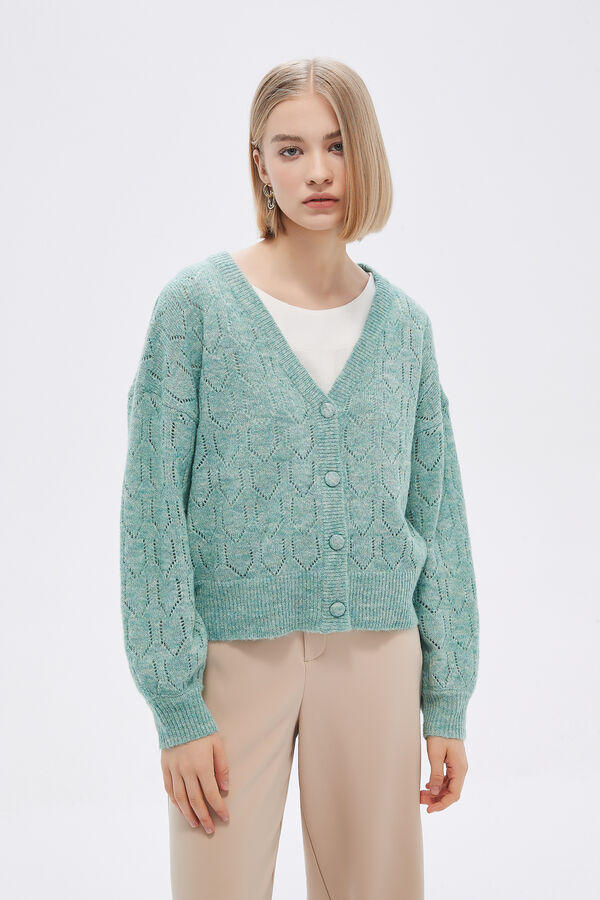 CARDIGAN SAFIA VERDE GRISACEO image number null