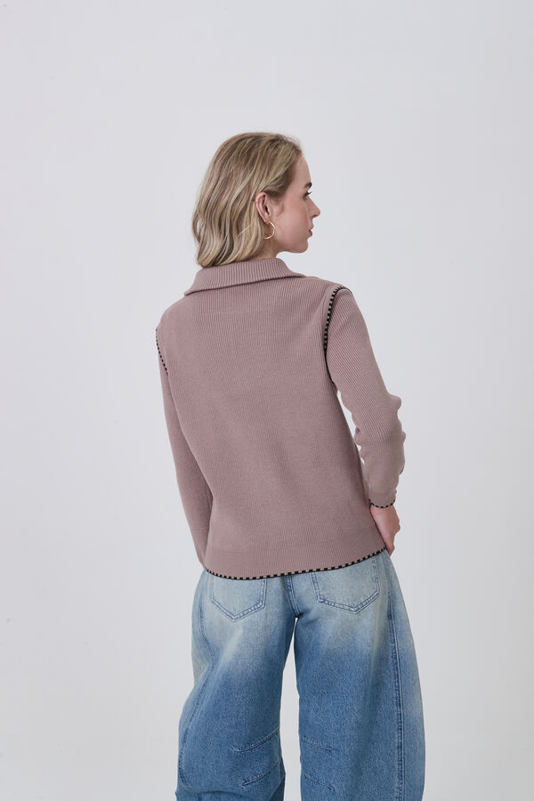 SWEATER ZIPPY TAUPE / MINK / VISON image number null