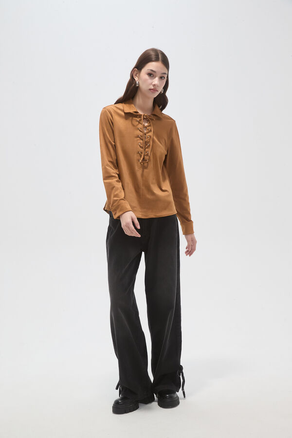 BLUSA AMENI CAMEL image number null