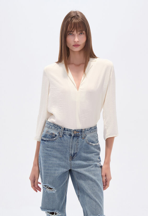 BLUSA LAREN MARFIL  / OFF WHITE image number null