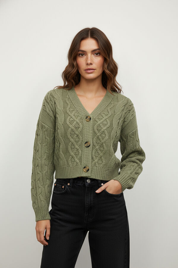 CARDIGAN BUTTOLI VERDE PALIDO image number null
