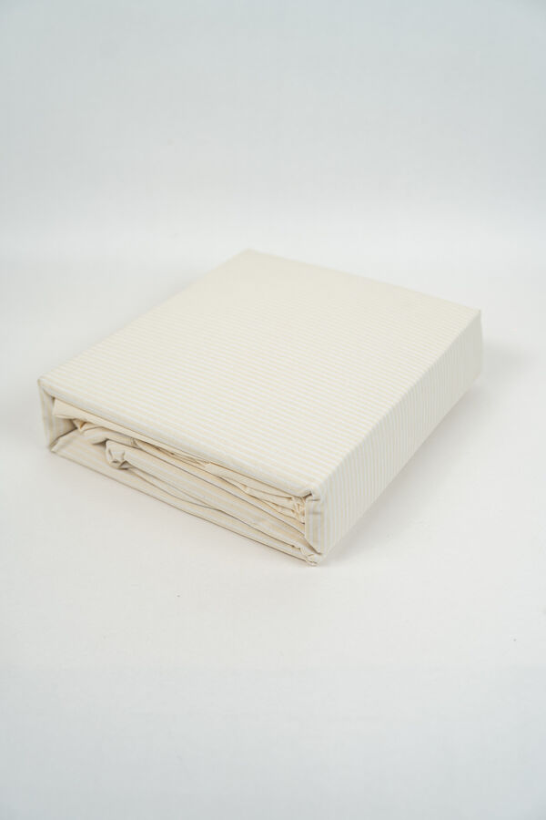 S&aacute;banas 2 plazas Queen 144 Hilos Stripes CREMA image number null