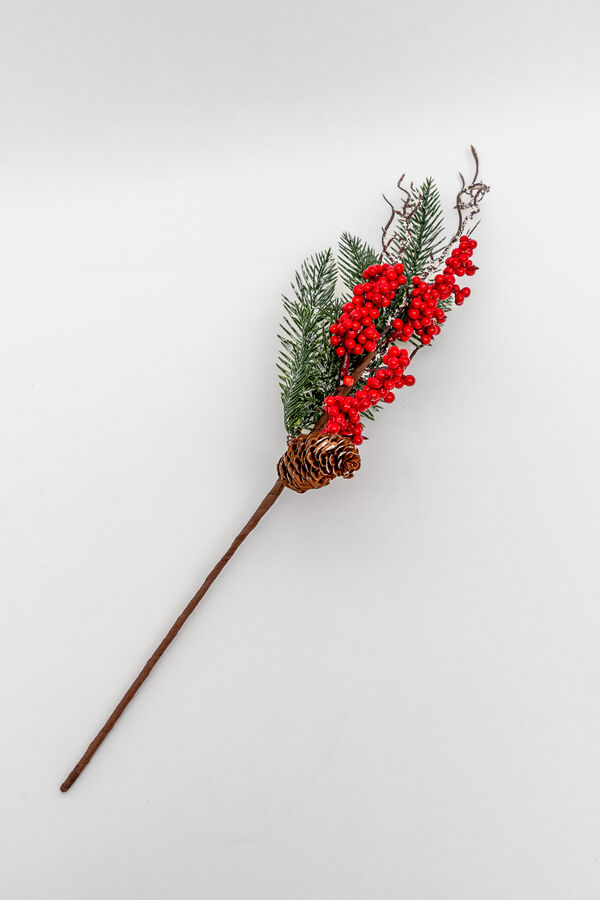 Deco Navidad Rama Racimo Flores y Pi&ntilde;as COLOR UNICO image number null