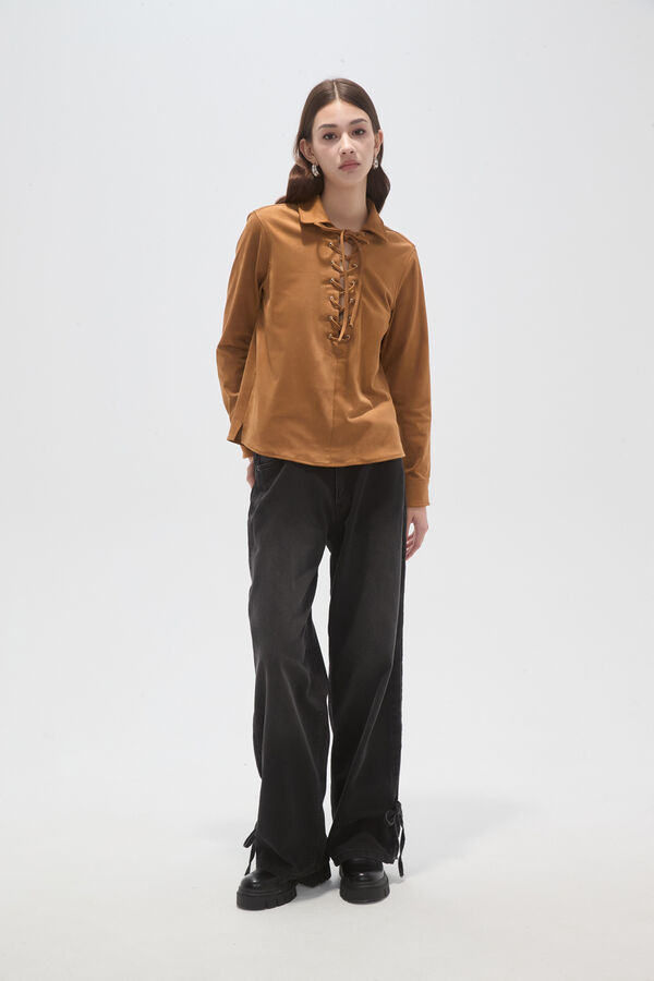 BLUSA AMENI CAMEL image number null