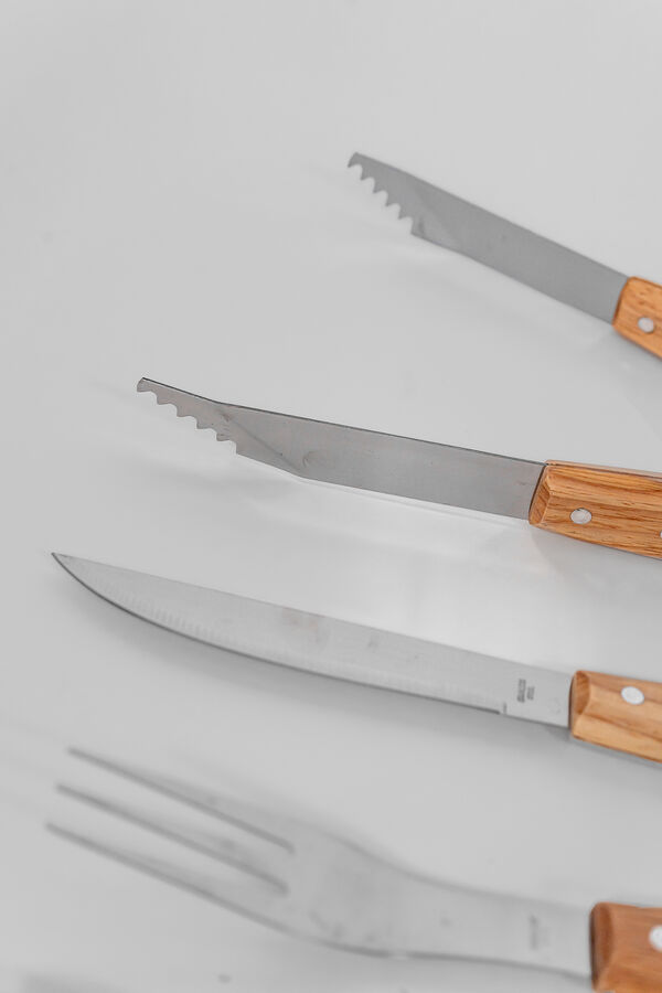 Accesorios para Parrilla Set de 4 piezas. Esp&aacute;tula, tenedor, cuchillo y pinza y COLOR UNICO image number null