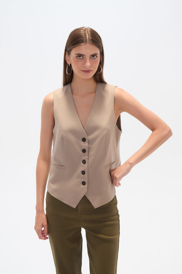CHALECO ELIRA TAUPE CLARO image number null