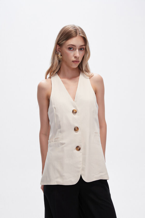 CHALECO ZYLA CRUDO / NATURAL image number null