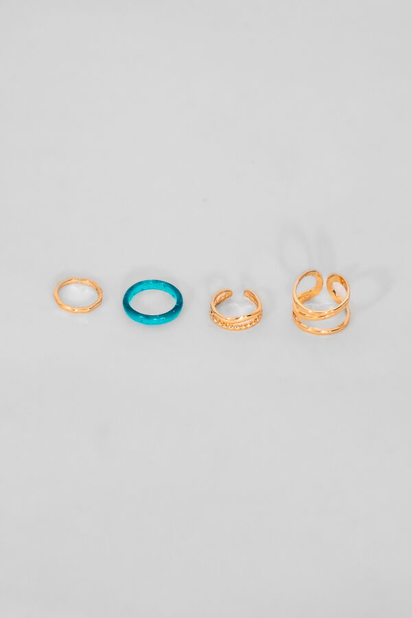 Anillo Set Azul, 4un. DORADO image number null