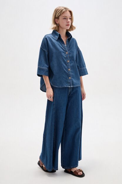 CAMISA ZALO 70607 AZUL MEDIO image number null