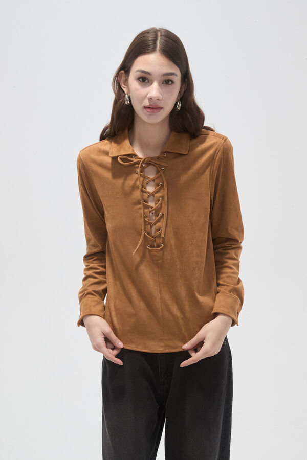 BLUSA AMENI CAMEL image number null
