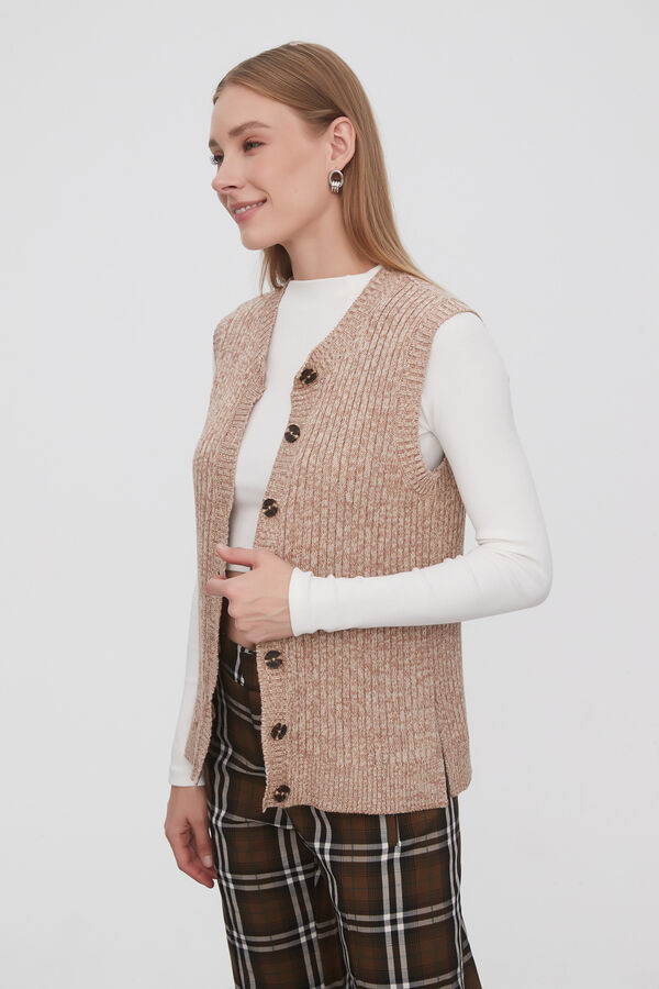 CHALECO JUNELA BEIGE MELANGE image number null