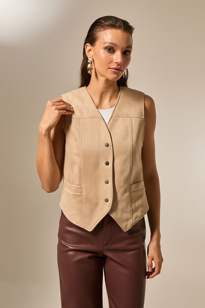 CHALECO ARVEN BEIGE CLARO image number null