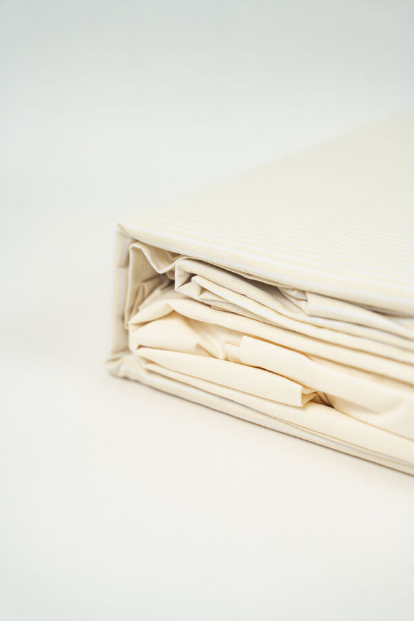 S&aacute;banas 2 plazas 144 Hilos Stripes CREMA image number null