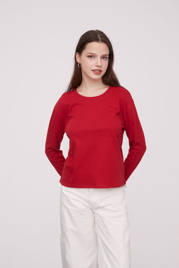 REMERA DUPLA ROJO OSCURO image number null