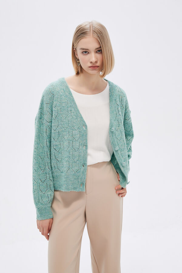CARDIGAN SAFIA VERDE GRISACEO image number null