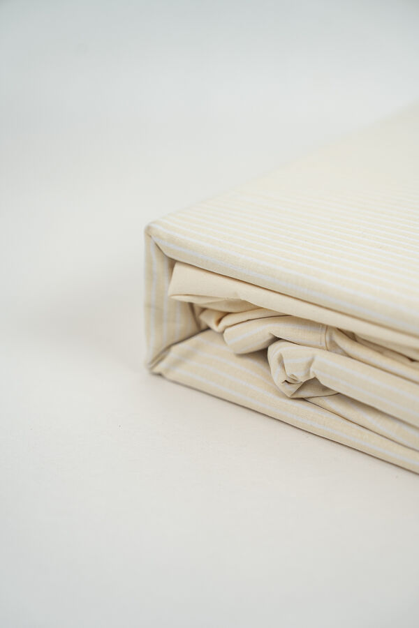 S&aacute;banas 2 plazas Queen 144 Hilos Stripes CREMA image number null