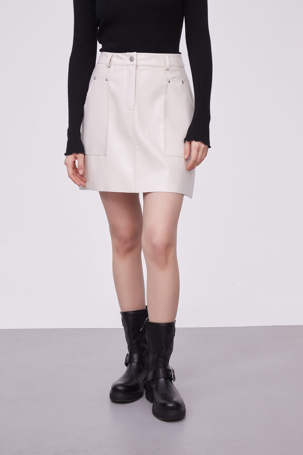 FALDA JAMBE MARFIL  / OFF WHITE image number null