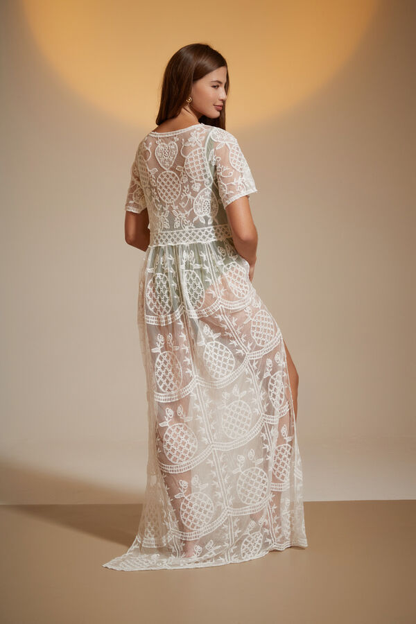 VESTIDO MITAN MARFIL  / OFF WHITE image number null
