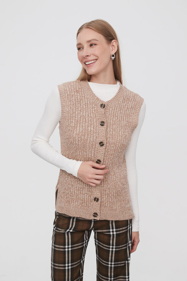 CHALECO JUNELA BEIGE MELANGE image number null