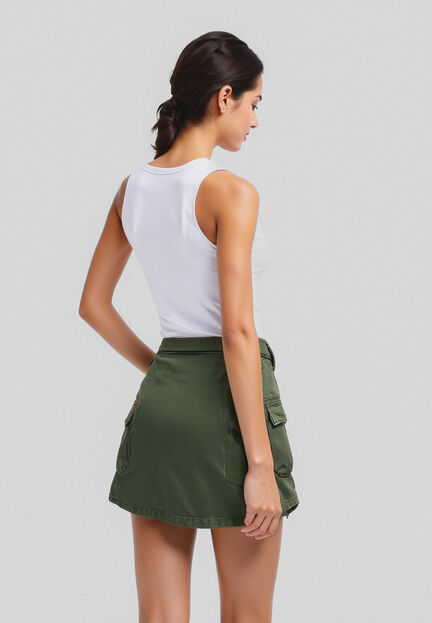 FALDA CAMBURI VERDE OLIVA image number null