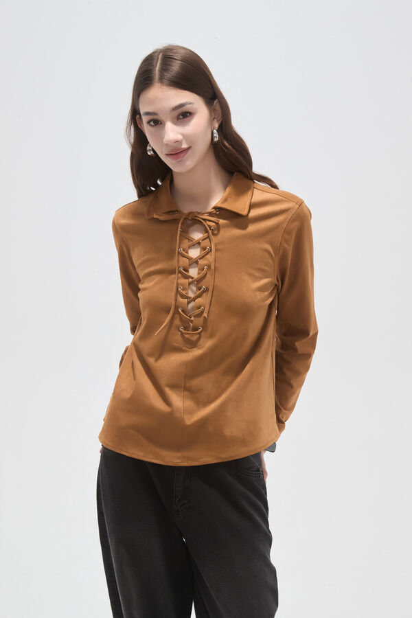 BLUSA AMENI CAMEL image number null
