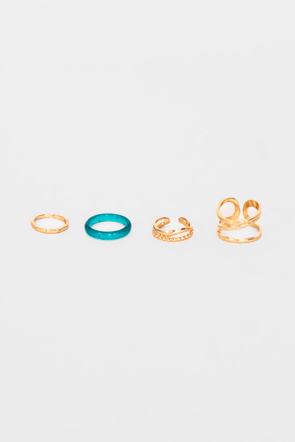 Anillo Set Azul, 4un. DORADO image number null