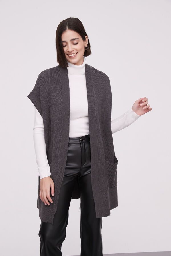 SACO ALBAIDA GRIS MELANGE OSCURO