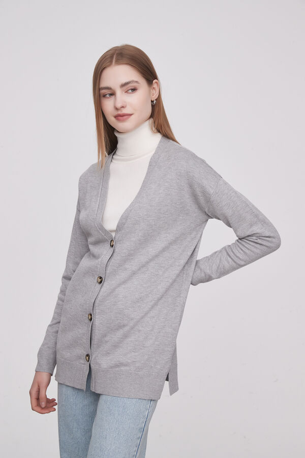 CARDIGAN SUSUL GRIS MELANGE MEDIO image number null