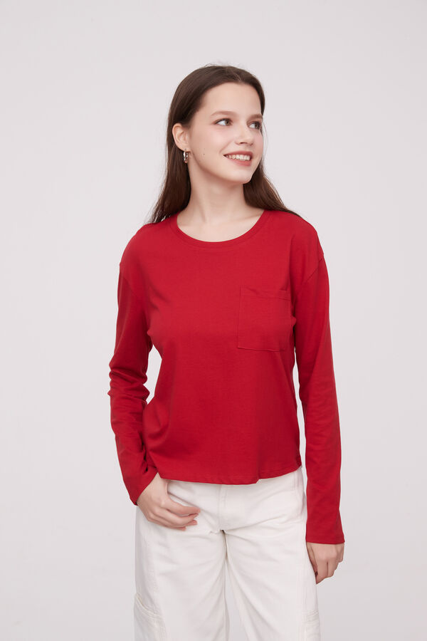 REMERA DUPLA ROJO OSCURO image number null