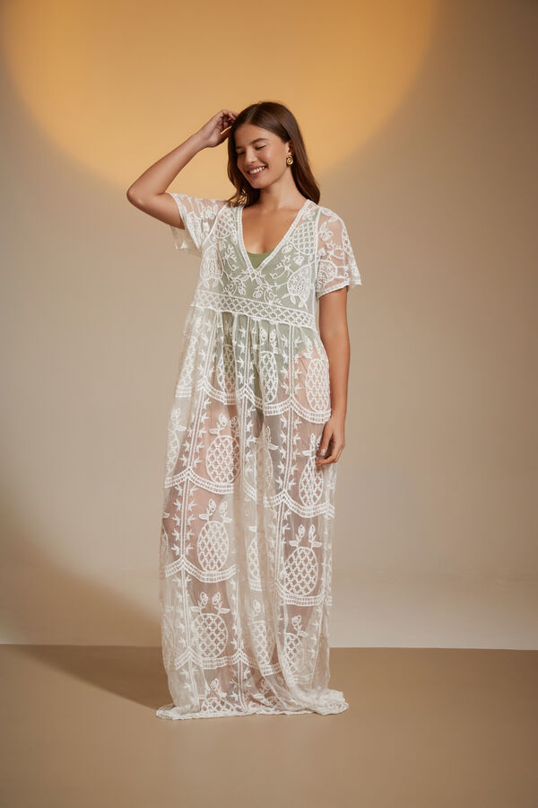 VESTIDO MITAN MARFIL  / OFF WHITE image number null