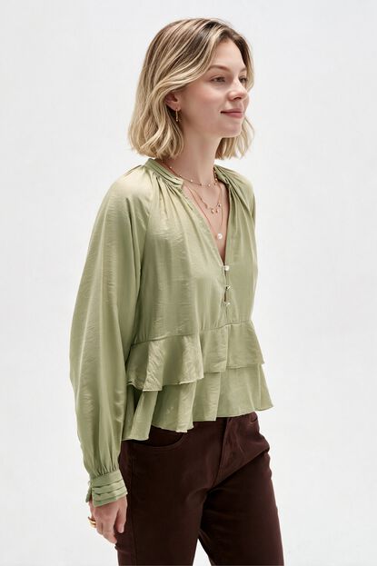 BLUSA KLYROS 70607 VERDE GRISACEO image number null