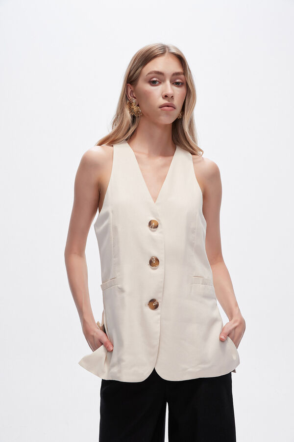 CHALECO ZYLA CRUDO / NATURAL image number null