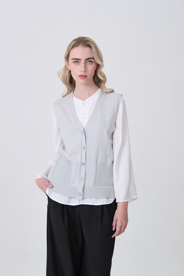 CHALECO TEBAL GRIS MELANGE image number null