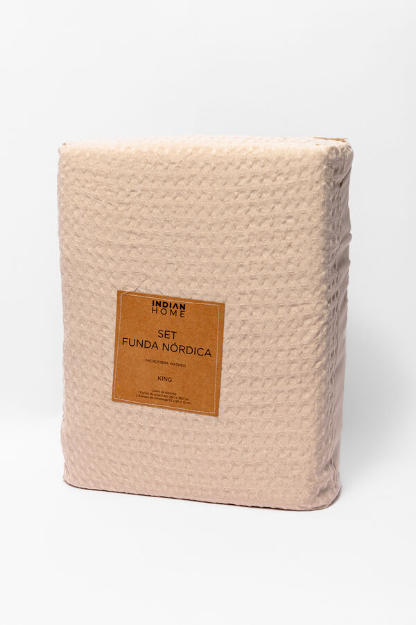 Funda  N&oacute;rdica 2 Plazas King Microfibra WASHED BEIGE image number null