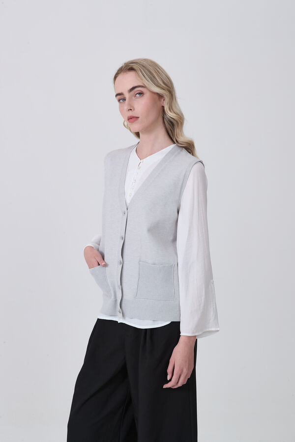 CHALECO TEBAL GRIS MELANGE image number null