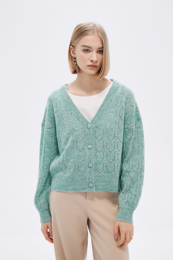 CARDIGAN SAFIA VERDE GRISACEO image number null