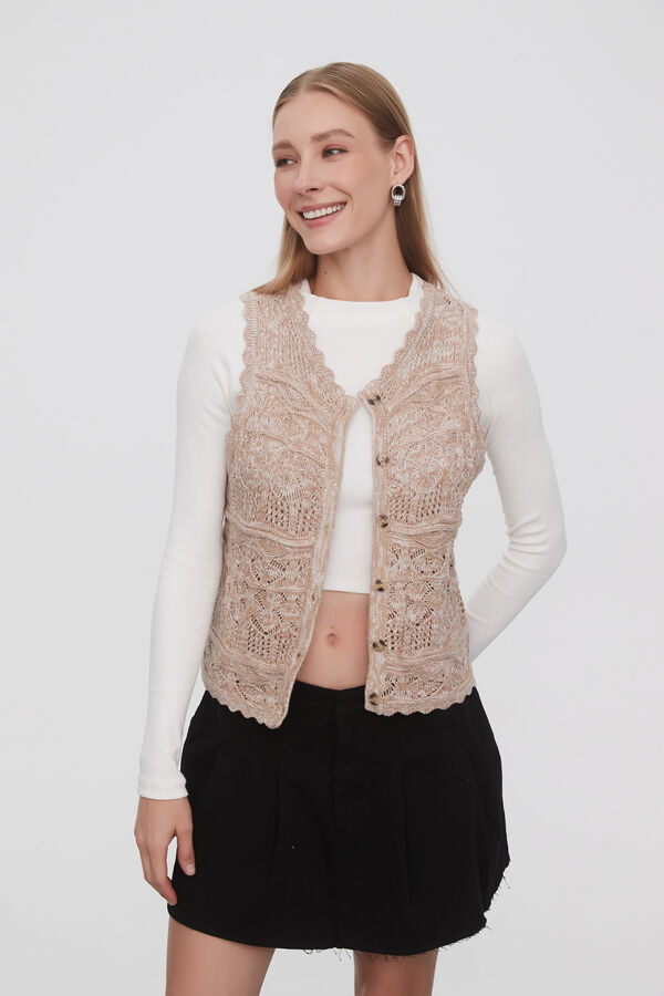 CHALECO CALIA BEIGE MELANGE image number null