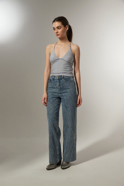 PANTALON KWAL AZUL GRISACEO image number null