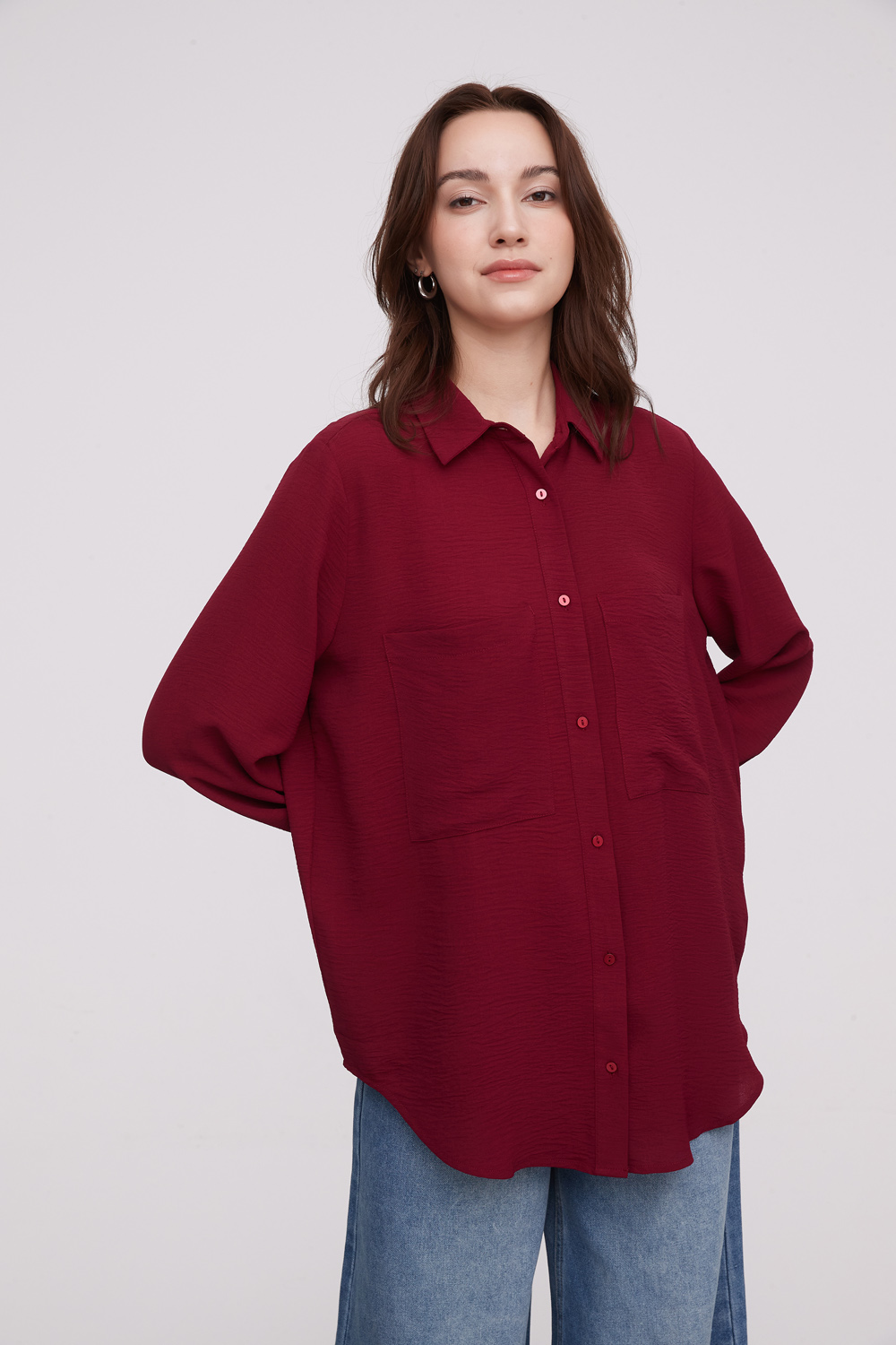 CAMISA MECHI BORDEAUX OSCURO